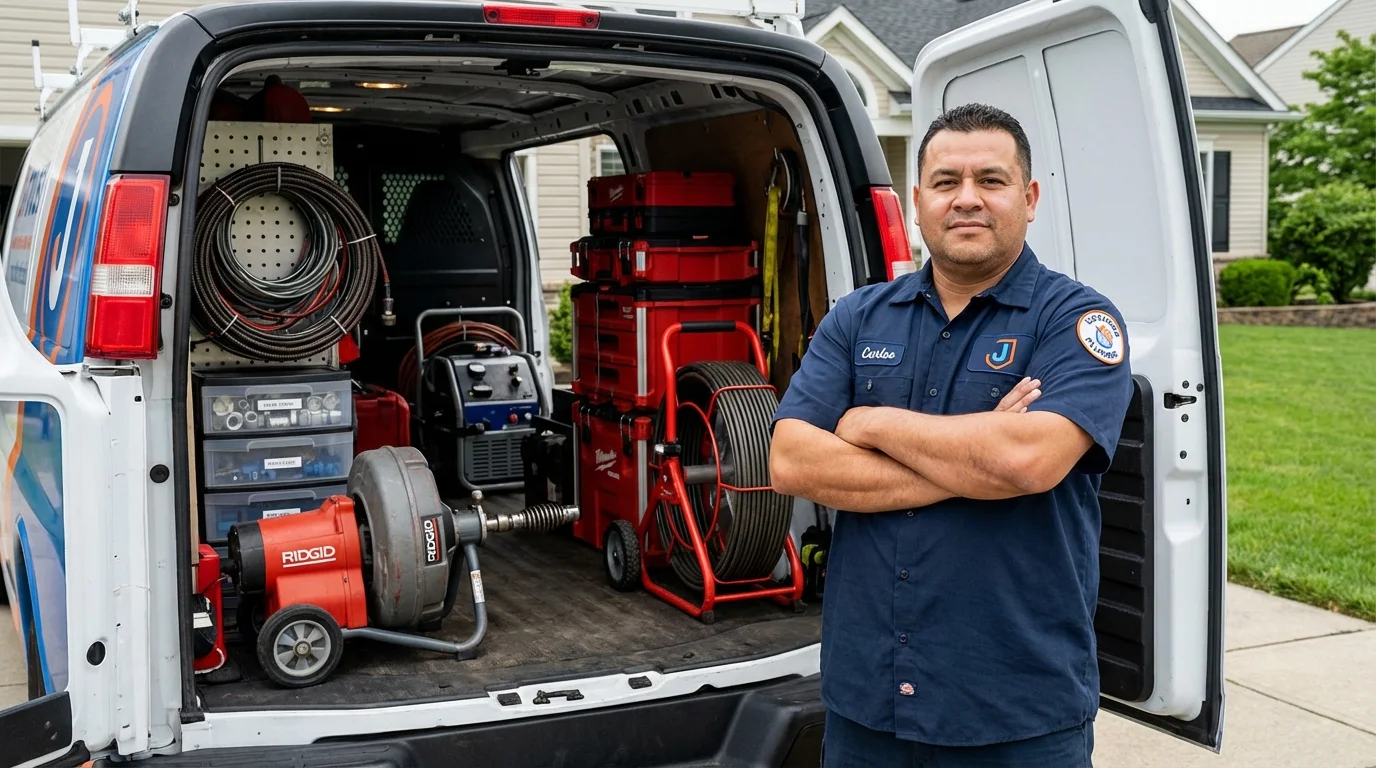Professional drain cleaning equipment and Johns Plumbing LLC plumber in Perrysburg