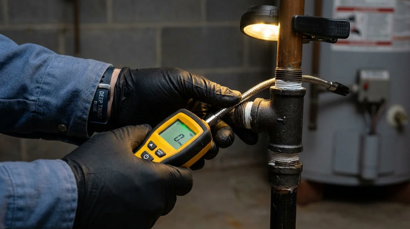 Gas leak detection with electronic sniffer by Johns Plumbing LLC in Perrysburg