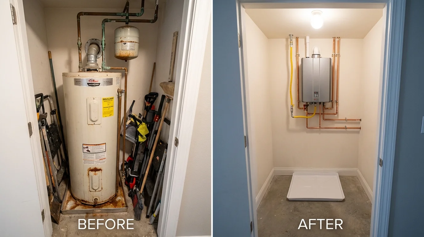 Tank water heater versus wall-mounted tankless unit comparison for Perrysburg, OH homeowners